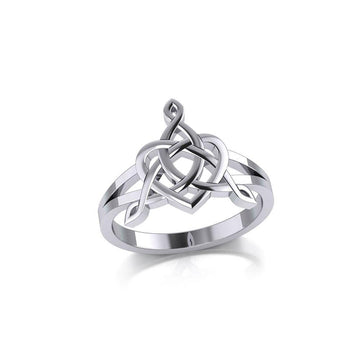 Celtic Father-Mother-Child "Family A Born For Eternity" Triquetra or Trinity Heart Silver Ring TRI2261 - Jewelry